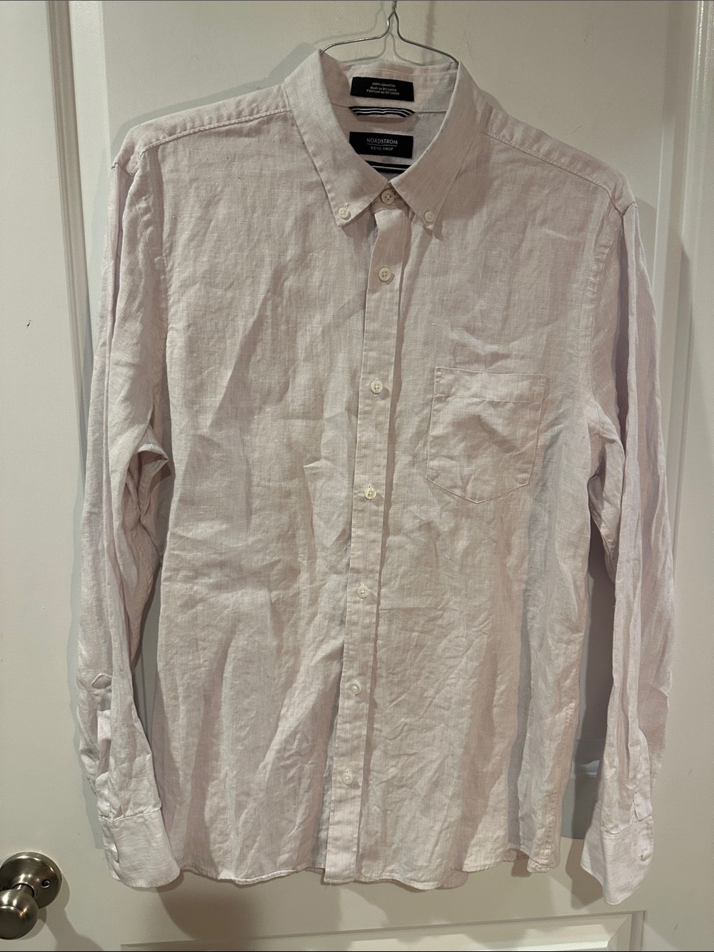Nordstrom Men's Light Pink Button-Down Linen Shirt
